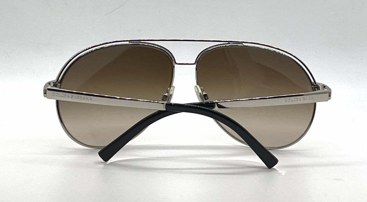 Dolce and Gabbana DG2065 05/13 Double-Bridge Aviator-Vintage Sunglasses Silver-Brown Gradient-Unworn