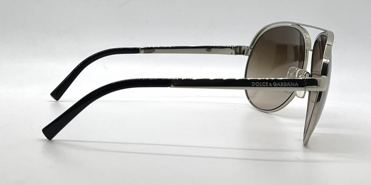Dolce and Gabbana DG2065 05/13 Double-Bridge Aviator-Vintage Sunglasses Silver-Brown Gradient-Unworn