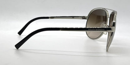 Dolce and Gabbana DG2065 05/13 Double-Bridge Aviator-Vintage Sunglasses Silver-Brown Gradient-Unworn