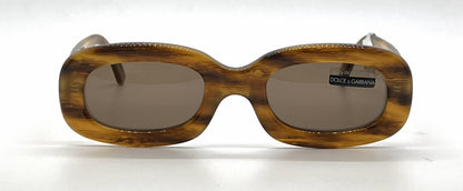 Dolce and Gabbana DG518S 220 Narrow Rectangle-Vintage Sunglasses Honey Amber-Brown Lenses-Unworn