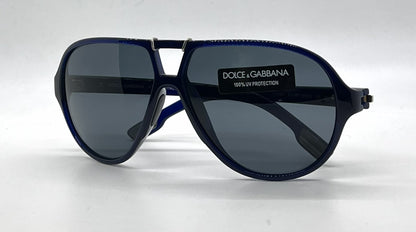 Dolce and Gabbana DG6062 503/87 Dark Blue Aviator-Vintage Sunglasses-Dark Grey Lenses-Unworn