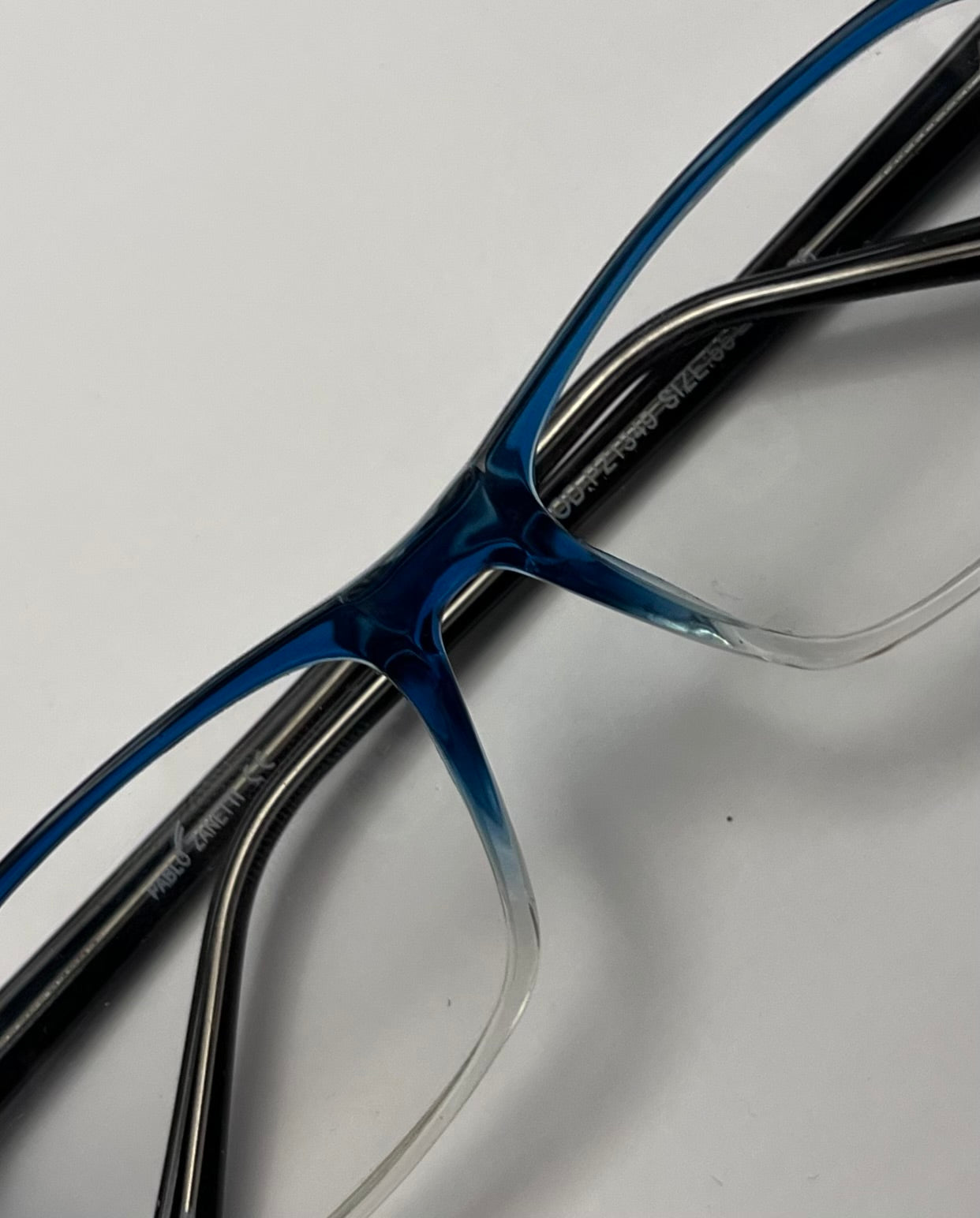 Affordable Eyewear-Pablo Zanetti Mod:PZ1349 55-18-136 Aqua Blue Fade & Black Frames