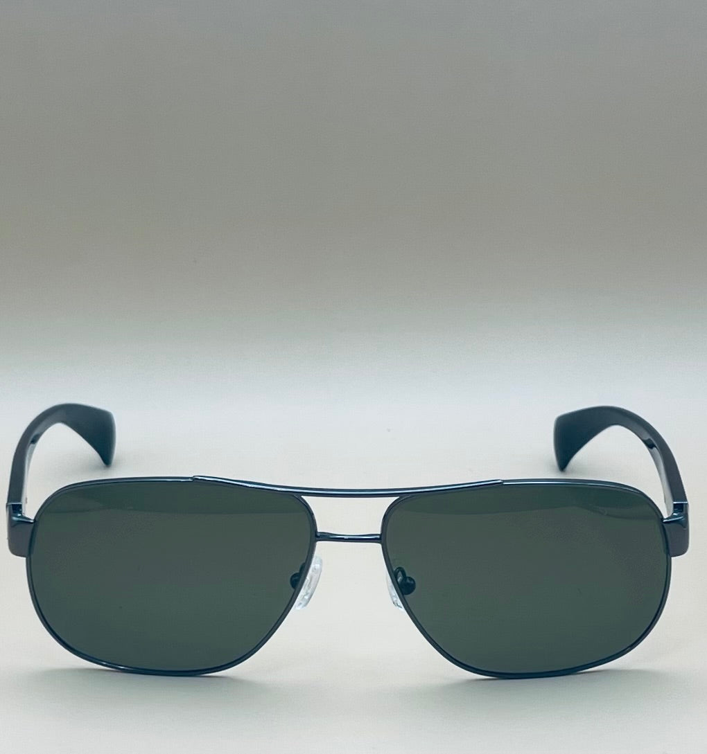 Prada Sunglasses- SPR52P 52 5AV-3P Matte BLACK- Gun Metal Logo-100% Authentic.