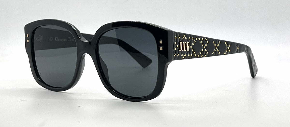 Christian Dior LadyDiorStuds 8072K Black Gold Studs Sunglasses-Grey Lenses-Unworn