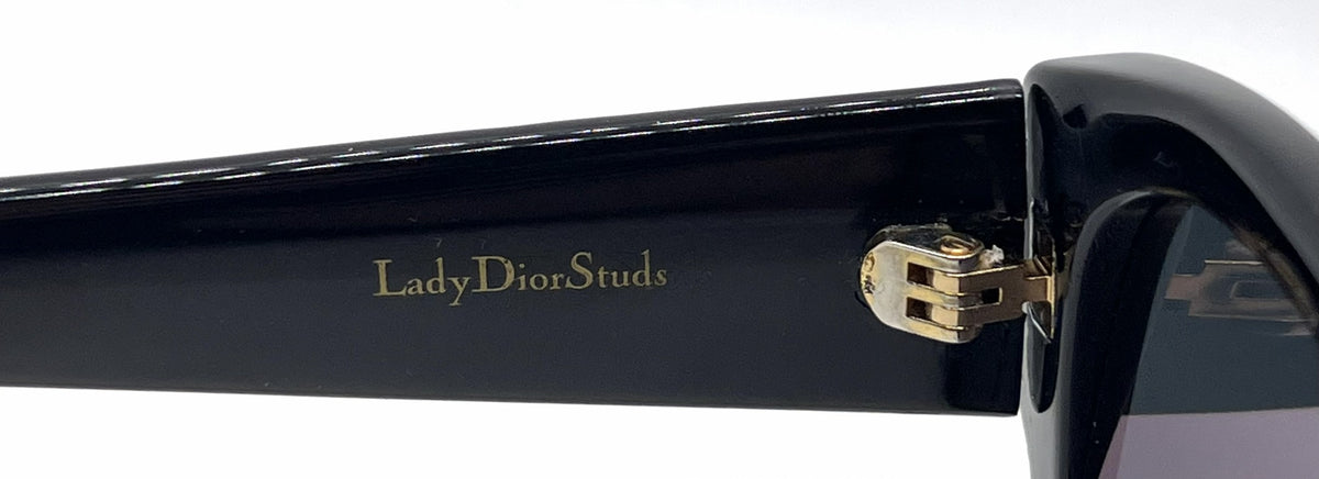 Christian Dior LadyDiorStuds 8072K Black Gold Studs Sunglasses-Grey Lenses-Unworn