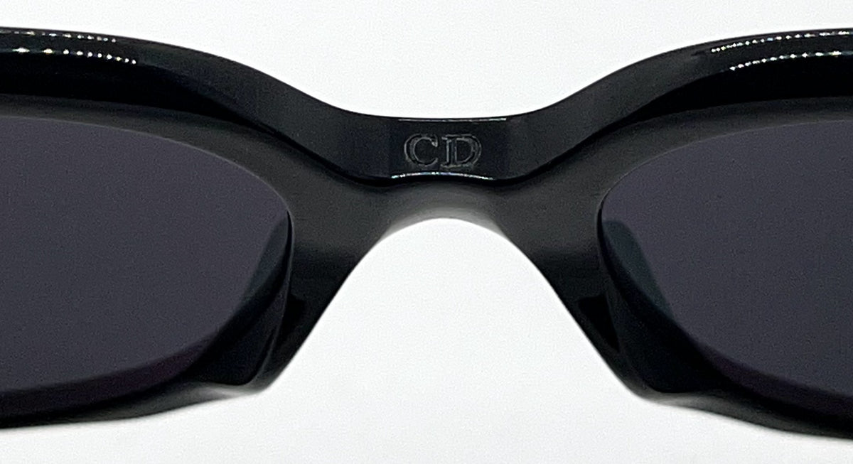 Christian Dior LadyDiorStuds 8072K Black Gold Studs Sunglasses-Grey Lenses-Unworn