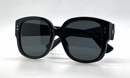 Christian Dior LadyDiorStuds 8072K Black Gold Studs Sunglasses-Grey Lenses-Unworn