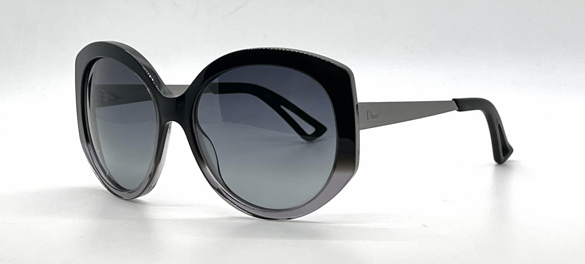 Christian Dior DiorExtase1 OSGHD Oversized Butterfly Black Grey Sunglasses-Grey Gradient Lenses-Unworn