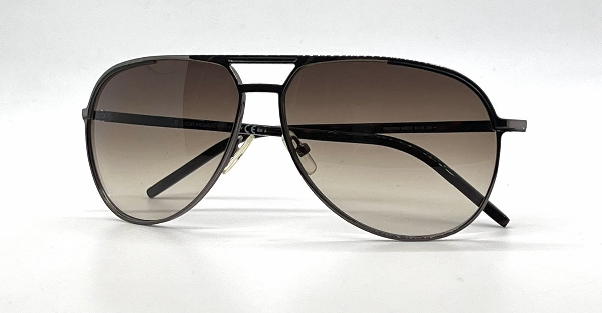 Christian Dior Dior Homme DIOR0139S Aviator Ruthenium Tortoise Sunglasses-Brown Gradient Lenses-Unworn