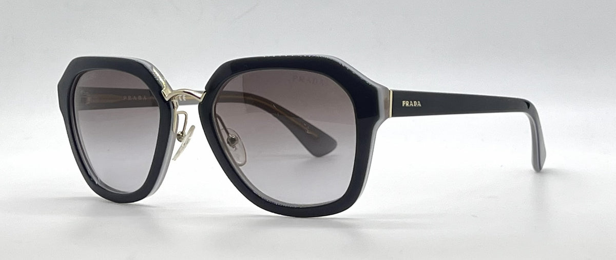 Prada Cinema SPR25R UEE-3E2 Black Grey Square Sunglasses-Grey Gradient Lenses-Unworn