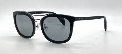 Prada SPR17Q 1AB-3C2 Black Square Sunglasses-Light Grey Lenses-Unworn