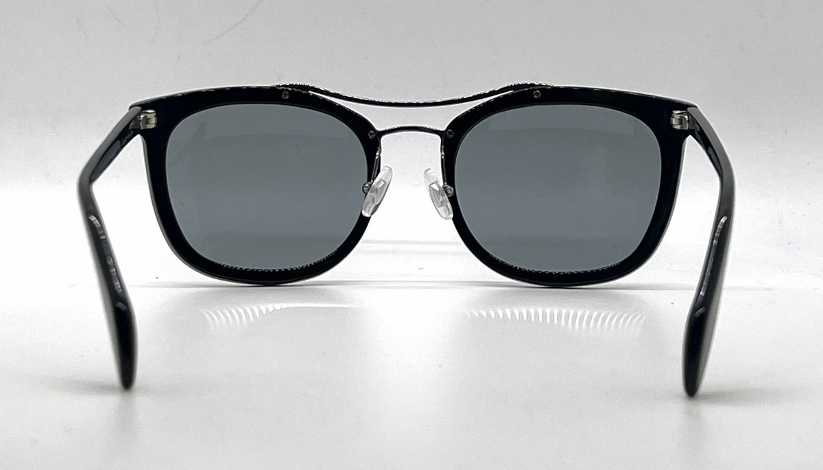 Prada SPR17Q 1AB-3C2 Black Square Sunglasses-Light Grey Lenses-Unworn