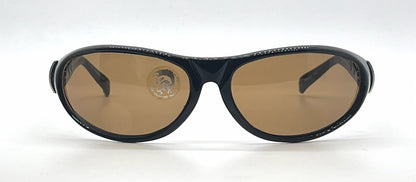 Diesel Popgun QV3 Black Oval Wrap Sunglasses-Brown Lenses-Unworn-Italy