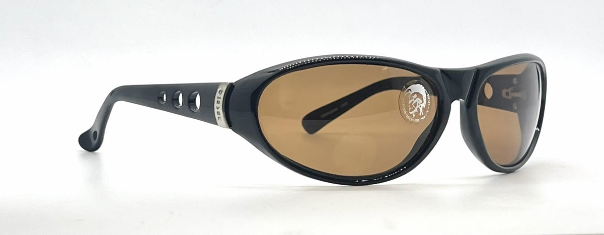 Diesel Popgun QV3 Black Oval Wrap Sunglasses-Brown Lenses-Unworn-Italy