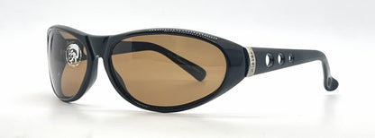 Diesel Popgun QV3 Black Oval Wrap Sunglasses-Brown Lenses-Unworn-Italy