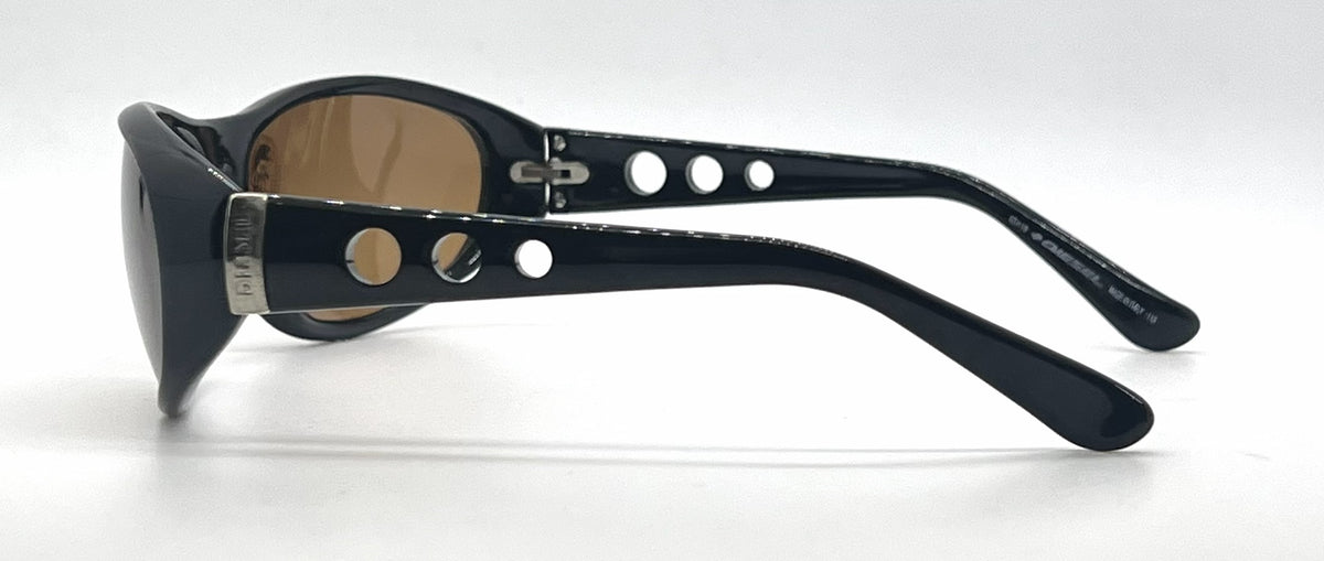 Diesel Popgun QV3 Black Oval Wrap Sunglasses-Brown Lenses-Unworn-Italy