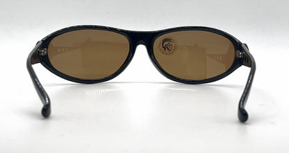 Diesel Popgun QV3 Black Oval Wrap Sunglasses-Brown Lenses-Unworn-Italy