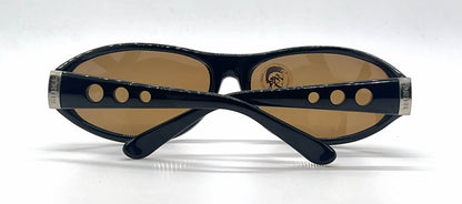 Diesel Popgun QV3 Black Oval Wrap Sunglasses-Brown Lenses-Unworn-Italy