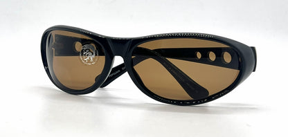 Diesel Popgun QV3 Black Oval Wrap Sunglasses-Brown Lenses-Unworn-Italy