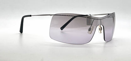Dolce and Gabbana DG442S E47 Rimless Shield-Vintage Sunglasses Silver-Grey Lavender Gradient Lenses-Unworn