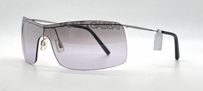 Dolce and Gabbana DG442S E47 Rimless Shield-Vintage Sunglasses Silver-Grey Lavender Gradient Lenses-Unworn