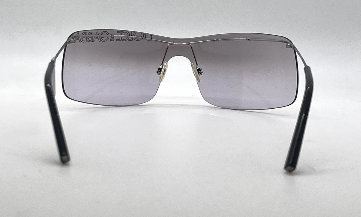 Dolce and Gabbana DG442S E47 Rimless Shield-Vintage Sunglasses Silver-Grey Lavender Gradient Lenses-Unworn