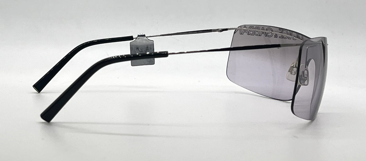Dolce and Gabbana DG442S E47 Rimless Shield-Vintage Sunglasses Silver-Grey Lavender Gradient Lenses-Unworn