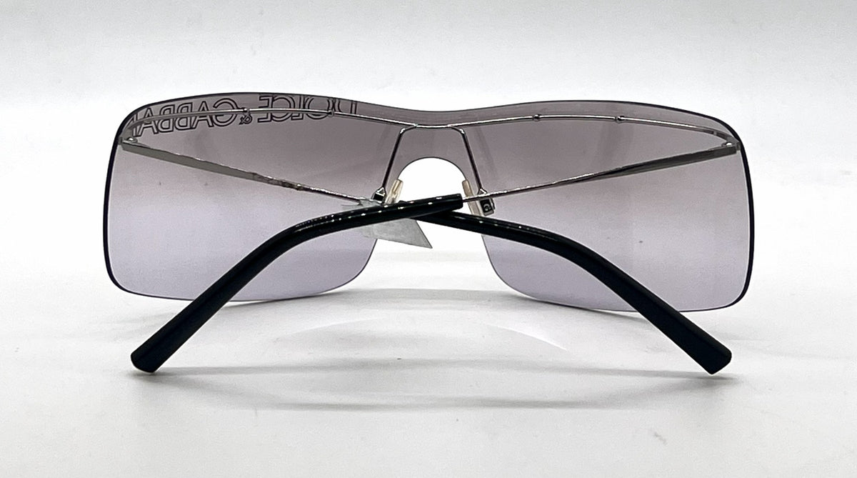 Dolce and Gabbana DG442S E47 Rimless Shield-Vintage Sunglasses Silver-Grey Lavender Gradient Lenses-Unworn