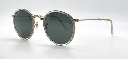 Ray-Ban RB3517 112/N5 Gold / Crystal Round Sunglasses-Green Polarized Lenses-Unworn
