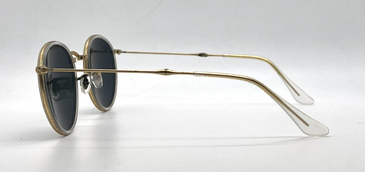 Ray-Ban RB3517 112/N5 Gold / Crystal Round Sunglasses-Green Polarized Lenses-Unworn
