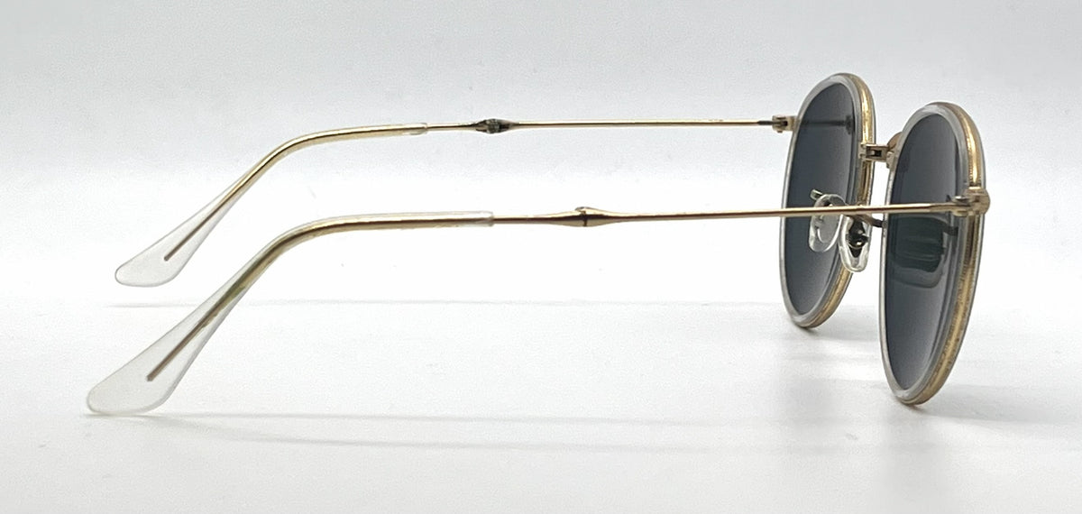 Ray-Ban RB3517 112/N5 Gold / Crystal Round Sunglasses-Green Polarized Lenses-Unworn