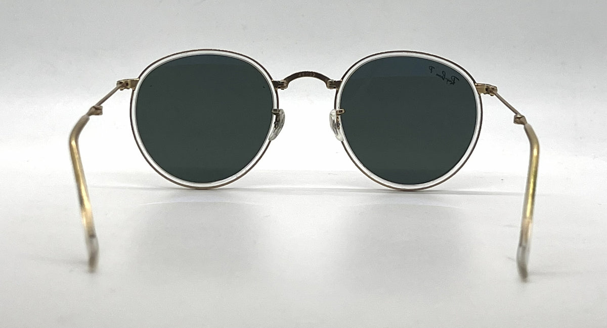 Ray-Ban RB3517 112/N5 Gold / Crystal Round Sunglasses-Green Polarized Lenses-Unworn