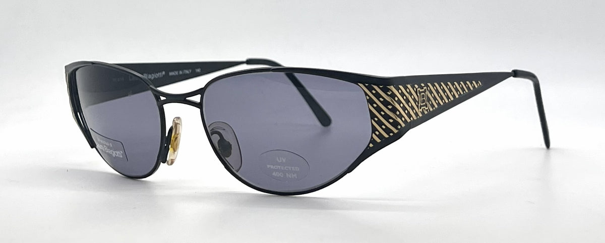 Laura Biagiotti T 684/S QD8 Black / Gold Cat-Eye Sunglasses-Dark Grey Lenses-Unworn