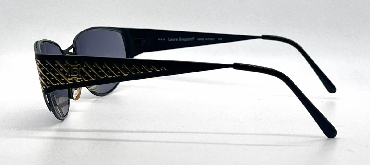 Laura Biagiotti T 684/S QD8 Black / Gold Cat-Eye Sunglasses-Dark Grey Lenses-Unworn