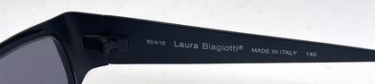 Laura Biagiotti T 684/S QD8 Black / Gold Cat-Eye Sunglasses-Dark Grey Lenses-Unworn