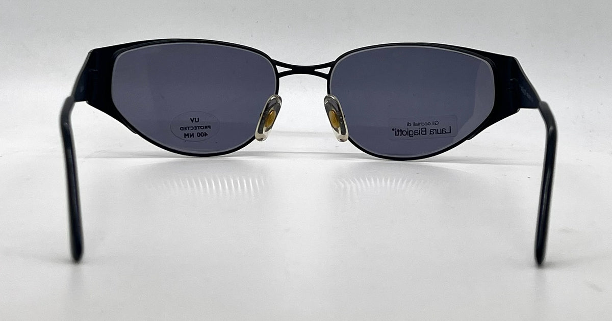Laura Biagiotti T 684/S QD8 Black / Gold Cat-Eye Sunglasses-Dark Grey Lenses-Unworn
