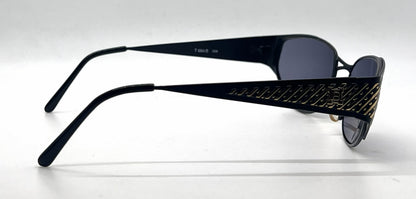 Laura Biagiotti T 684/S QD8 Black / Gold Cat-Eye Sunglasses-Dark Grey Lenses-Unworn