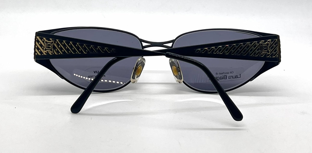 Laura Biagiotti T 684/S QD8 Black / Gold Cat-Eye Sunglasses-Dark Grey Lenses-Unworn