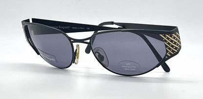 Laura Biagiotti T 684/S QD8 Black / Gold Cat-Eye Sunglasses-Dark Grey Lenses-Unworn
