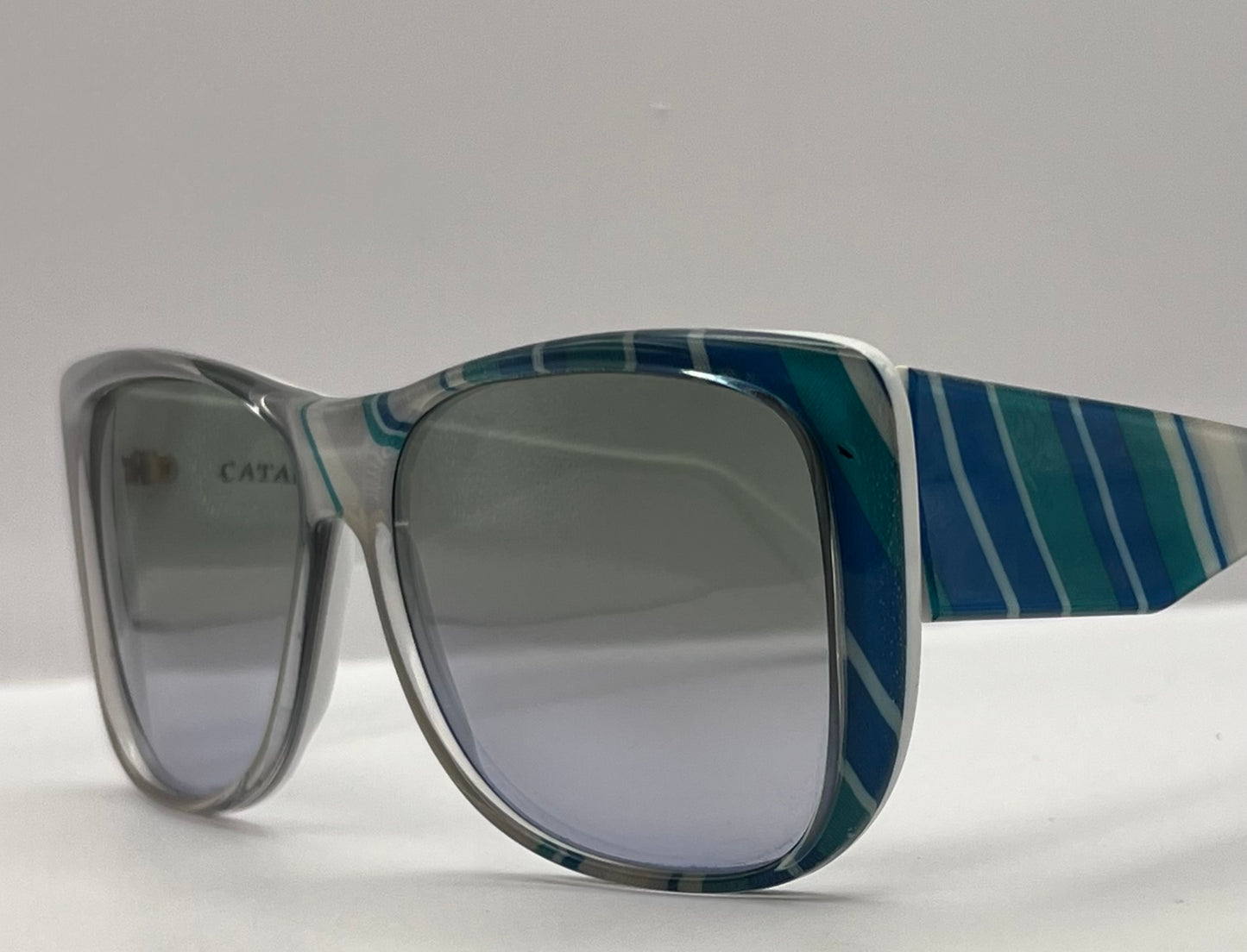 ULTRA CATALINA 2 Striped Sunglasses-Vintage 1980’s-with BRAND NEW “Berko’s Designs” Lenses