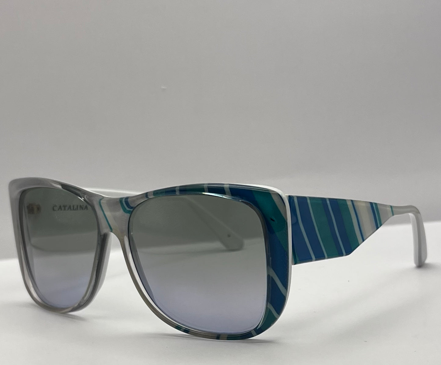 ULTRA CATALINA 2 Striped Sunglasses-Vintage 1980’s-with BRAND NEW “Berko’s Designs” Lenses