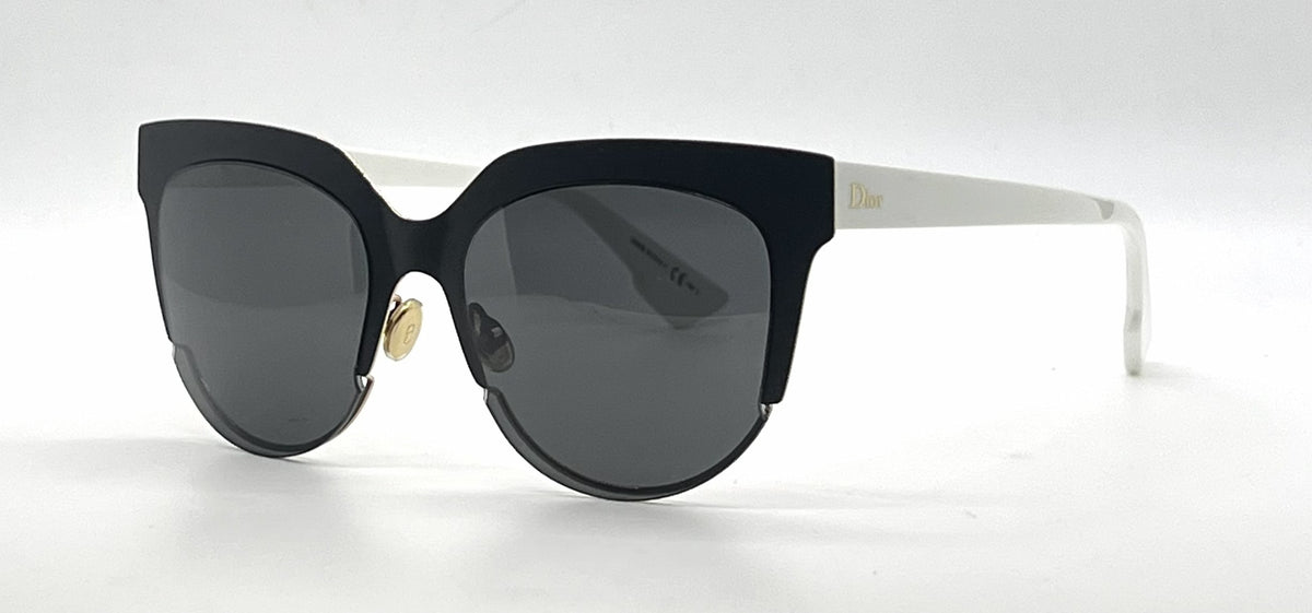 Christian Dior DiorSight2 REVY1 Oversized Cat-Eye Sunglasses Black Ivory-Grey-Deadstock