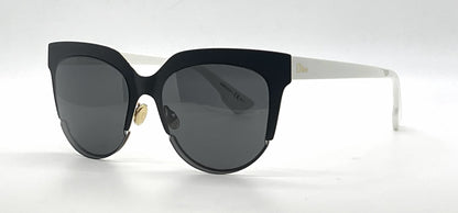 Christian Dior DiorSight2 REVY1 Oversized Cat-Eye Sunglasses Black Ivory-Grey-Deadstock