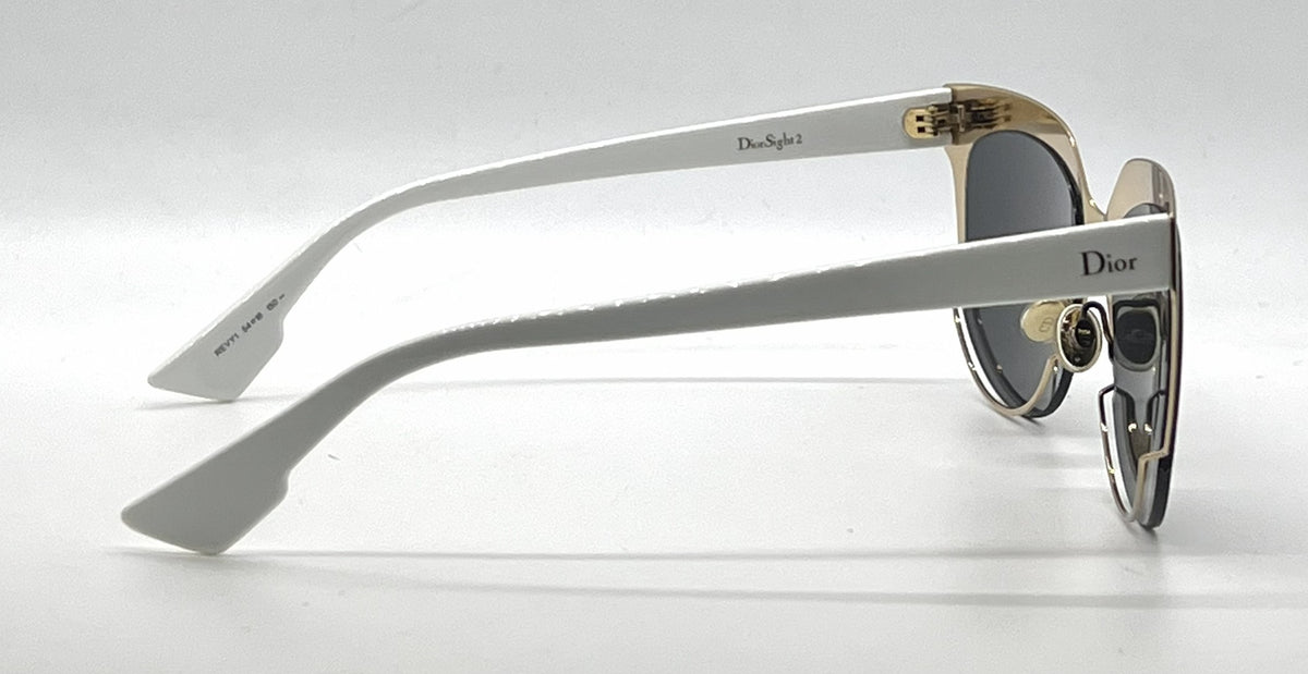Christian Dior DiorSight2 REVY1 Oversized Cat-Eye Sunglasses Black Ivory-Grey-Deadstock