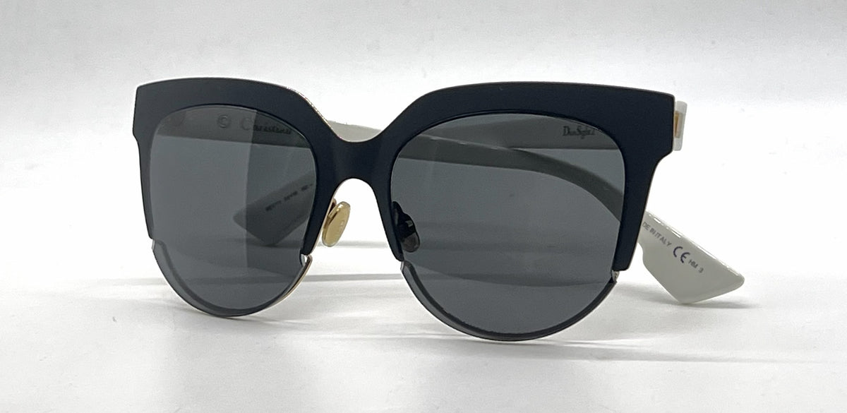 Christian Dior DiorSight2 REVY1 Oversized Cat-Eye Sunglasses Black Ivory-Grey-Deadstock