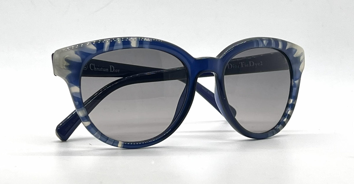 Christian Dior DiorTieDye2 Blue Tie-Dye Cat-Eye Sunglasses Light Grey Lenses-Unworn