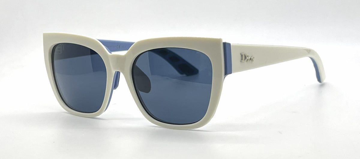 Christian Dior DiorDecale2 BRKKU Square Cream Blue Sunglasses-Blue Lenses-unworn