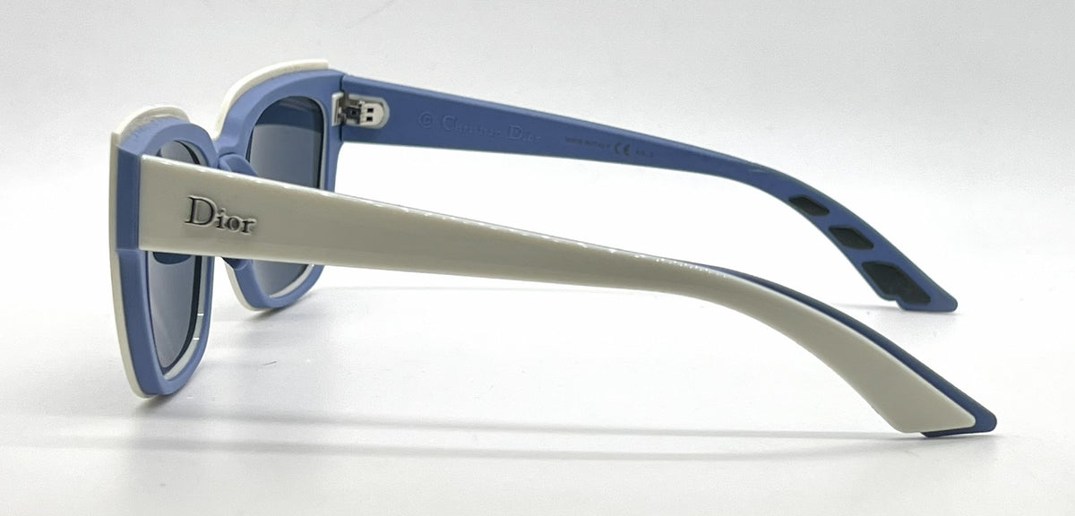 Christian Dior DiorDecale2 BRKKU Square Cream Blue Sunglasses-Blue Lenses-unworn