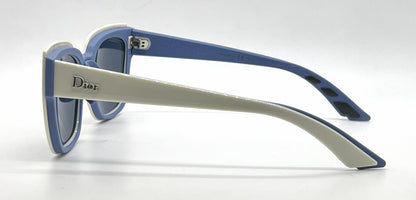 Christian Dior DiorDecale2 BRKKU Square Cream Blue Sunglasses-Blue Lenses-unworn
