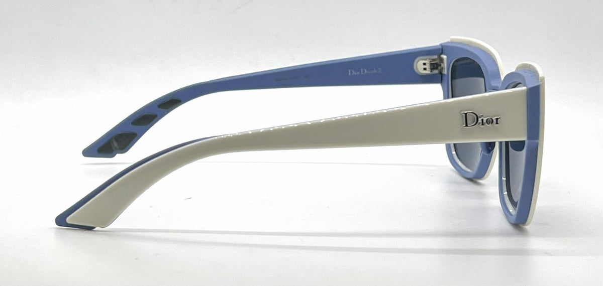 Christian Dior DiorDecale2 BRKKU Square Cream Blue Sunglasses-Blue Lenses-unworn